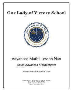 Lesson Plans - Grade 11 Advanced Math I