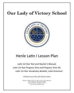 Lesson Plans - Elective Henle Latin I (1st half)